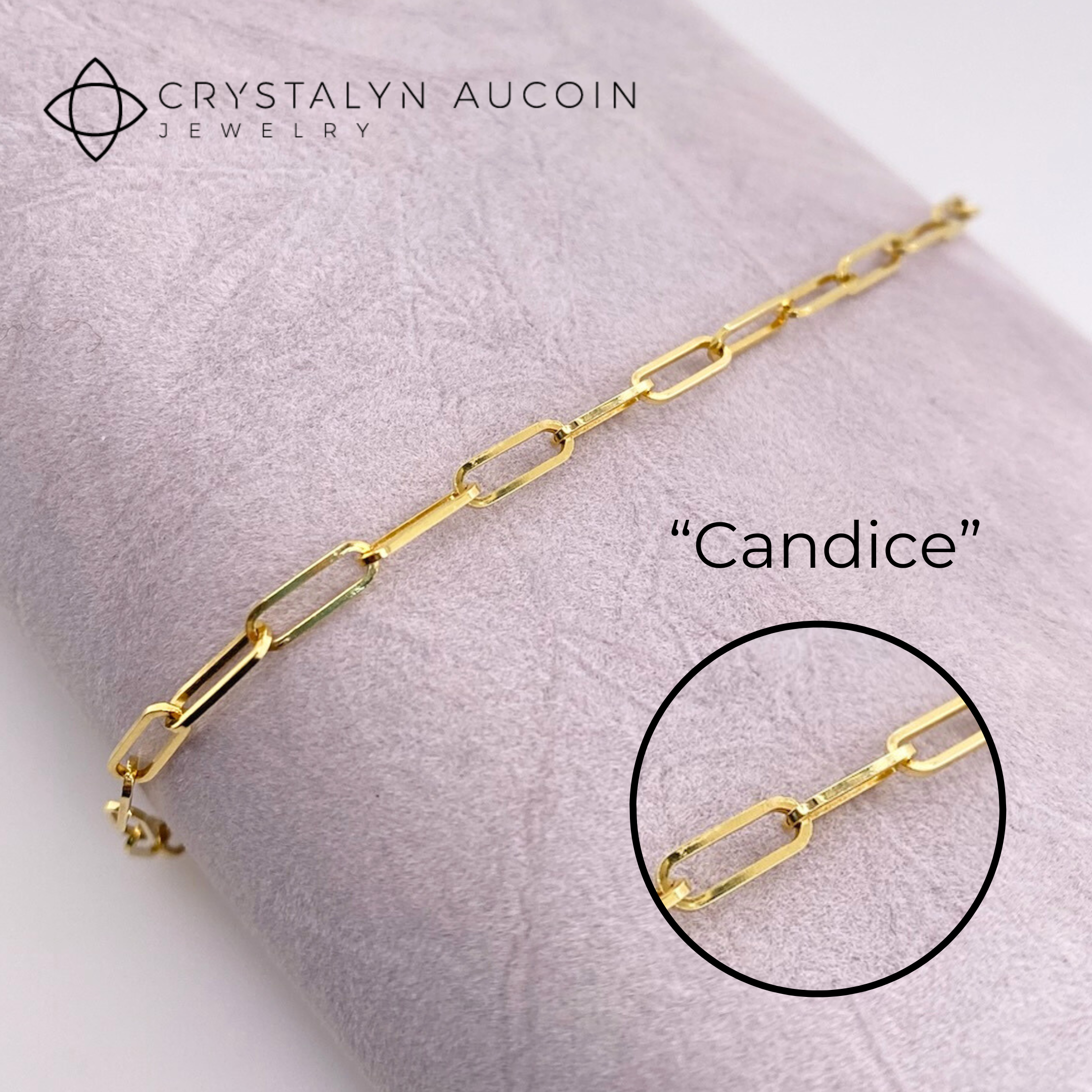 Connection: &quot;Candice&quot; 14K Yellow Gold Paperclip Chain