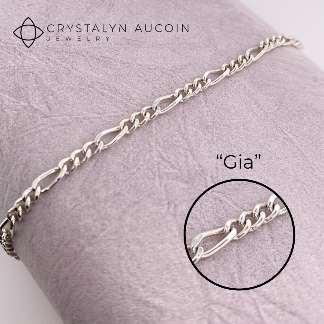 Connection: &quot;Gia&quot; Sterling Silver Figaro Chain