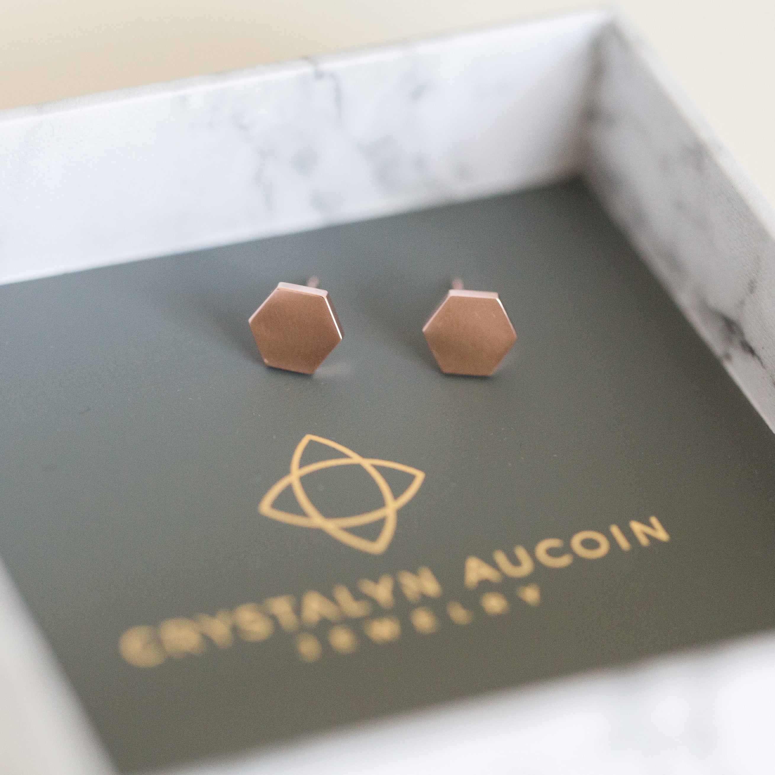 Hexagon &quot;Solid&quot; Stud Earrings