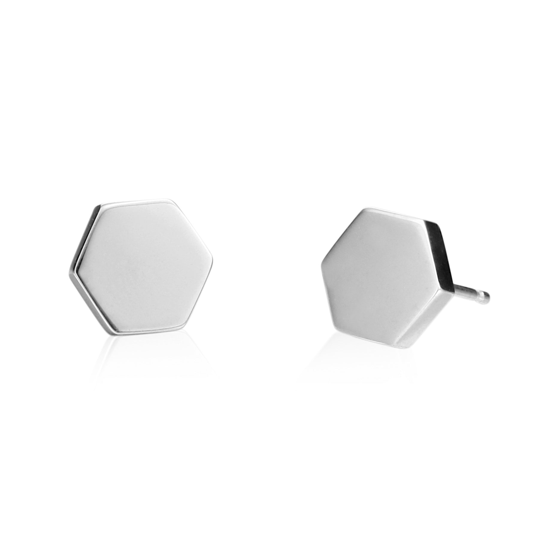 Hexagon &quot;Solid&quot; Stud Earrings