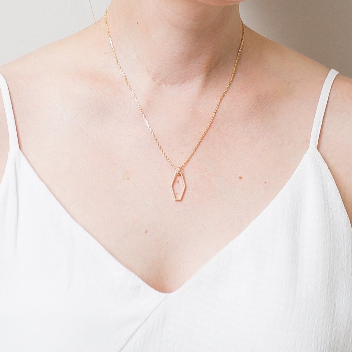 &quot;Open&quot; Elongated Hexagon Necklace